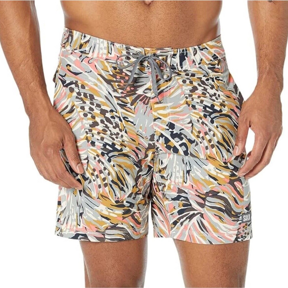 SAXX Betawave Boardie Swim Wake Surfing Trunks Mens 36 Shorts Butterfly Palm NEW